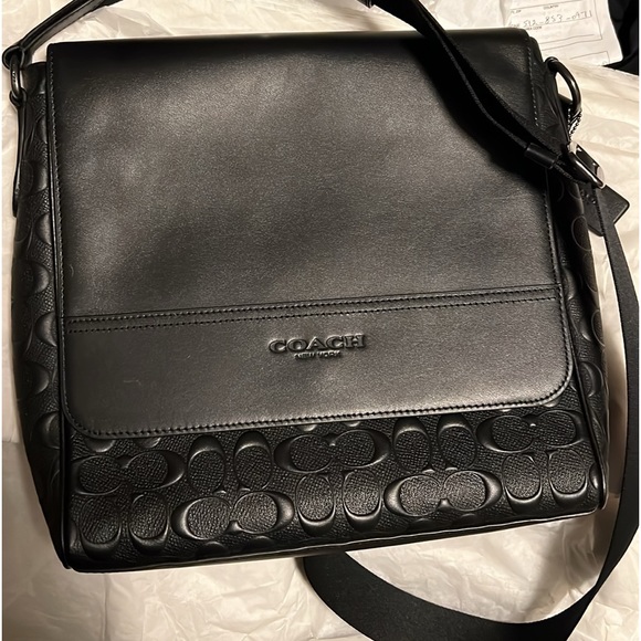 New Coach Houston Map Bag in Signature Leather 10 1/2" x 10 1/2"×3" new with tag - Picture 2 of 7